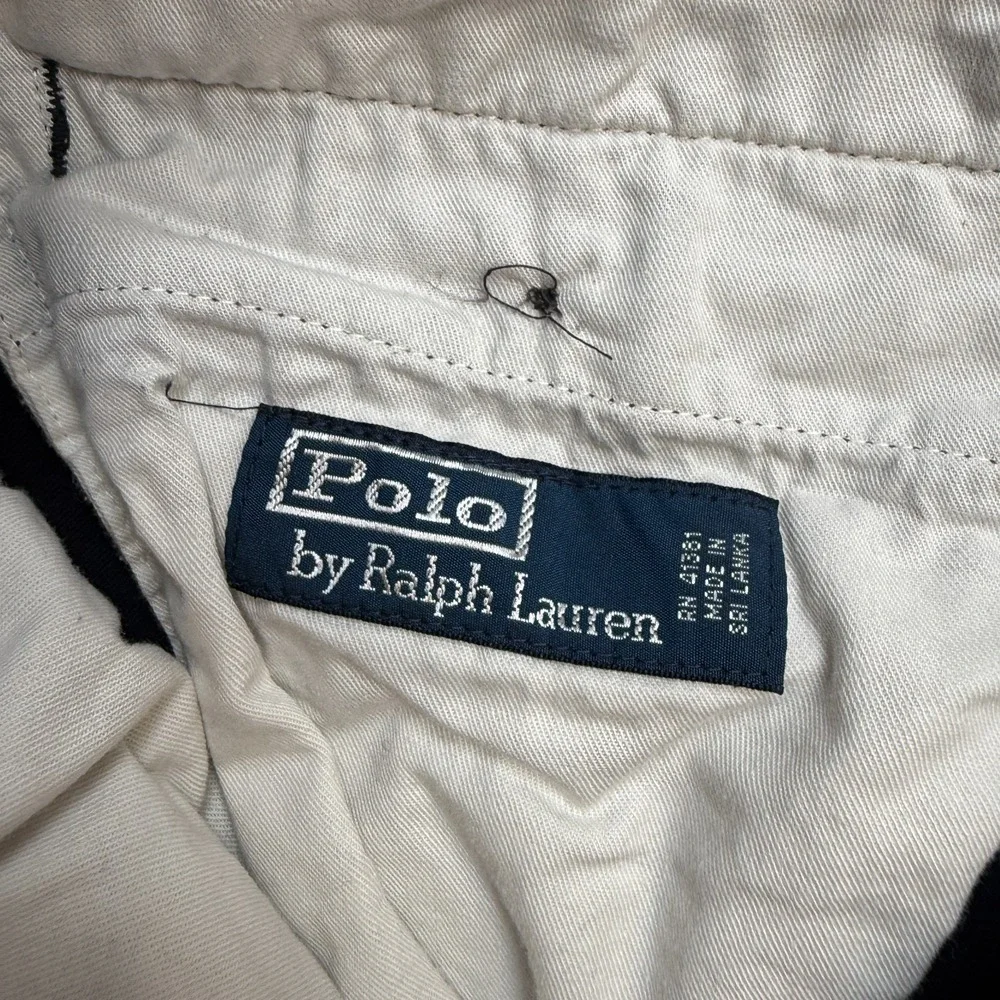 VTG Polo Ralph Lauren Pants Mens 38x30 Navy Blue Twill Cuffed Pleated Trouser